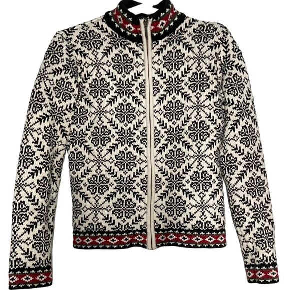 L.L. Bean Jackets & Blazers - L.L. Bean Fair Isle Sweater Coat Cream White XS